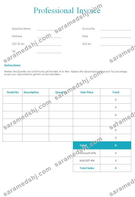 Free Professional Invoice Template